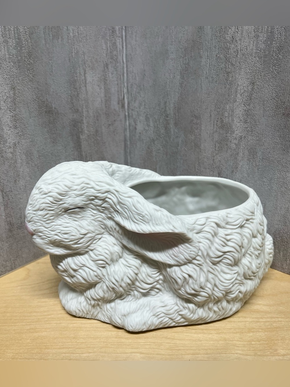 Vintage 1987 Ceramic Sleeping Bunny Rabbit FTDA Planter